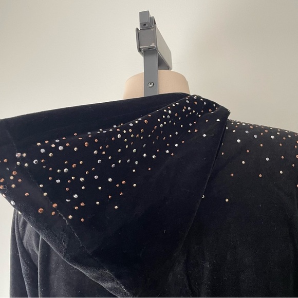 Y2K Vintage Zoey & Beth Velvet Velour Zip Up Hoodie Rhinestones Embellished - Picture 2 of 12